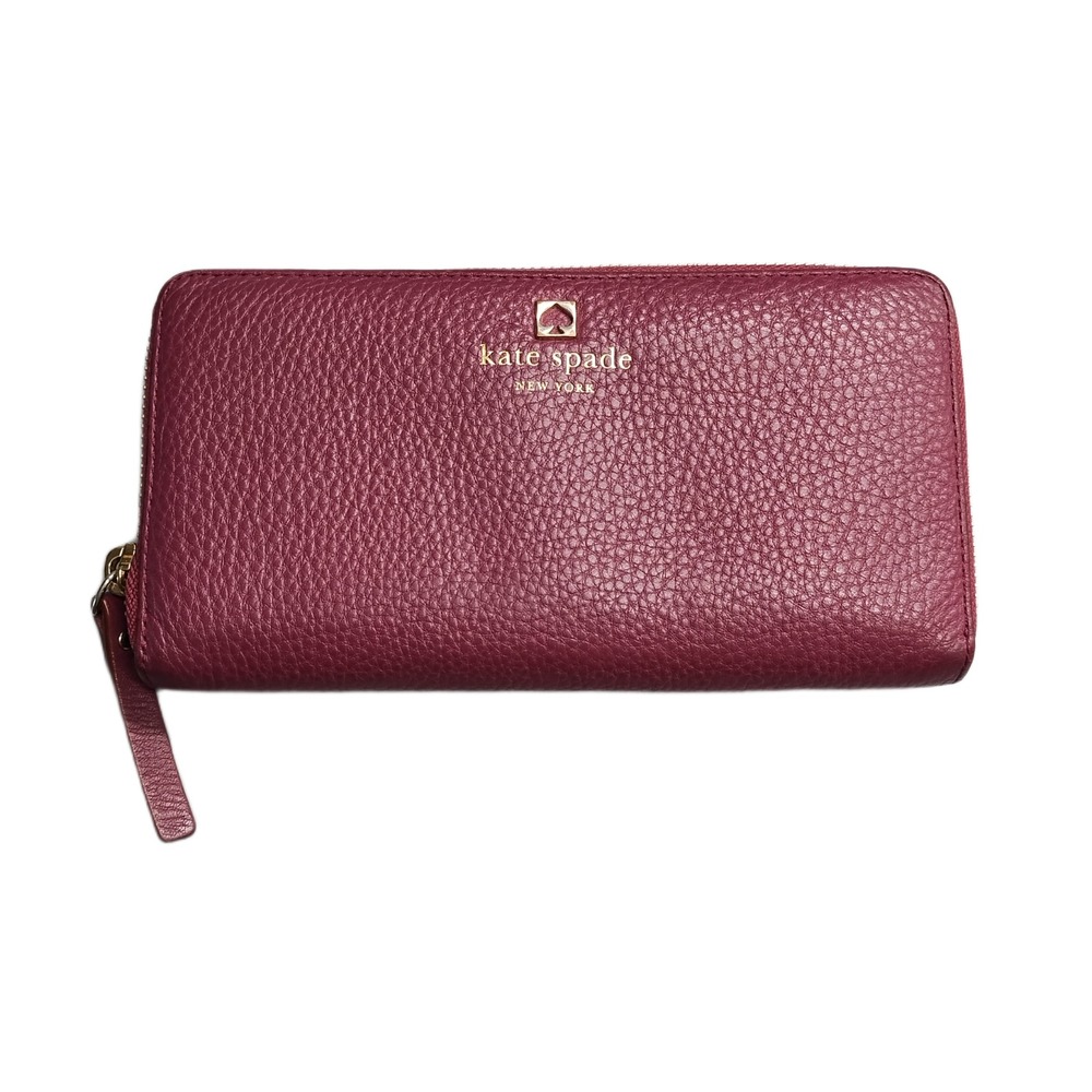 Kate Spade New York Leila Continental Wallet Womens Pink Cow Leather Zip Closure